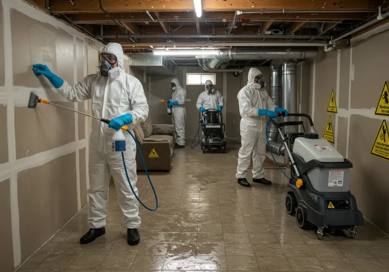 Basement Moisture Removal and Structural Drying process in Fords, NJ